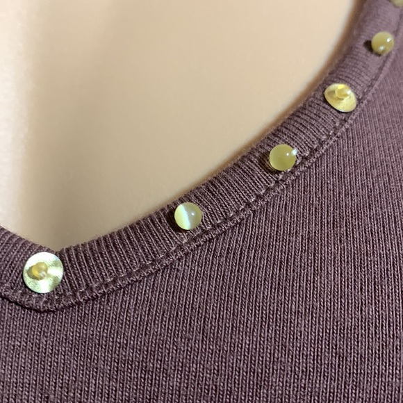 Crazy Horse Tank Top Dark Brown XL Pullover Stretchy V-neck Cotton Sequin - Picture 5 of 12